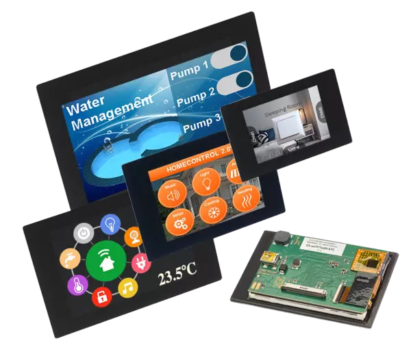 HMI for installation with USB, RS-232, SPI, I2C bus